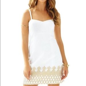 White and gold pineapple resort dress